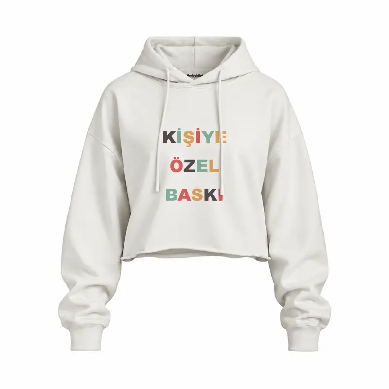 Kişiye Özel Baskılı Oversize Crop Hoodie