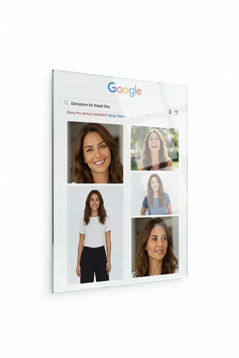 Kişiye Özel Google Arama Tasarımlı İsimli Cam Tablo