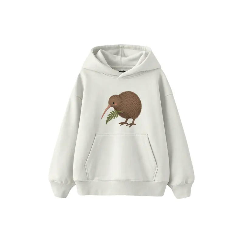 Kiwi Bird with a Small Fern Çocuk Hoodie