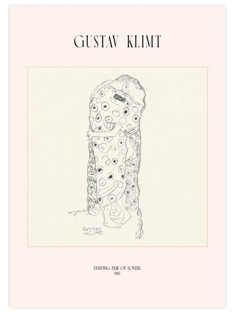 Klimt Ayakta Duran Aşık Çift - Art Print