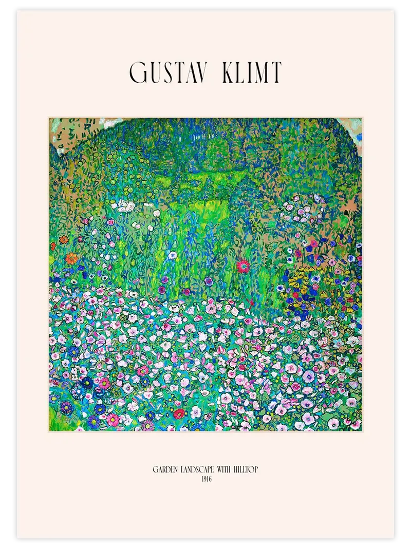 Klimt Garden Landscape with Hilltop - Art Print