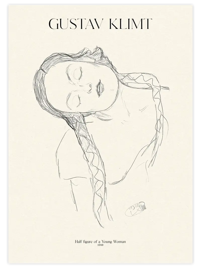 Klimt Half Figure of a Woman - Art Print