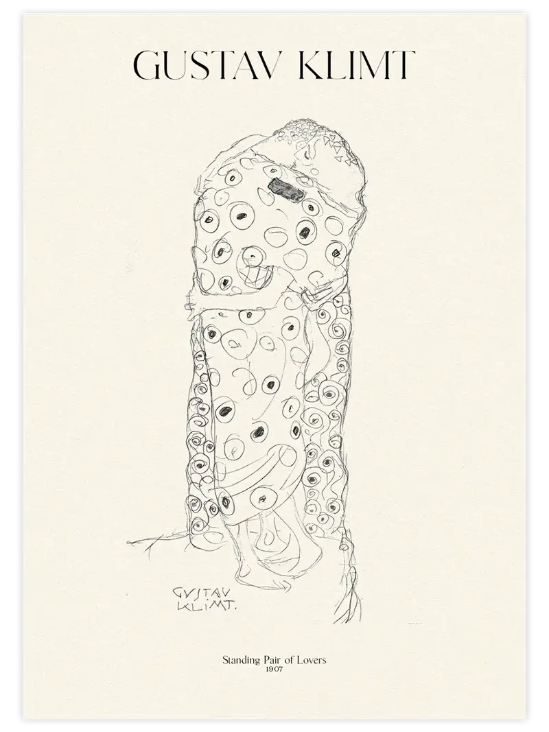 Klimt Standing Pair of Lovers - Art Print