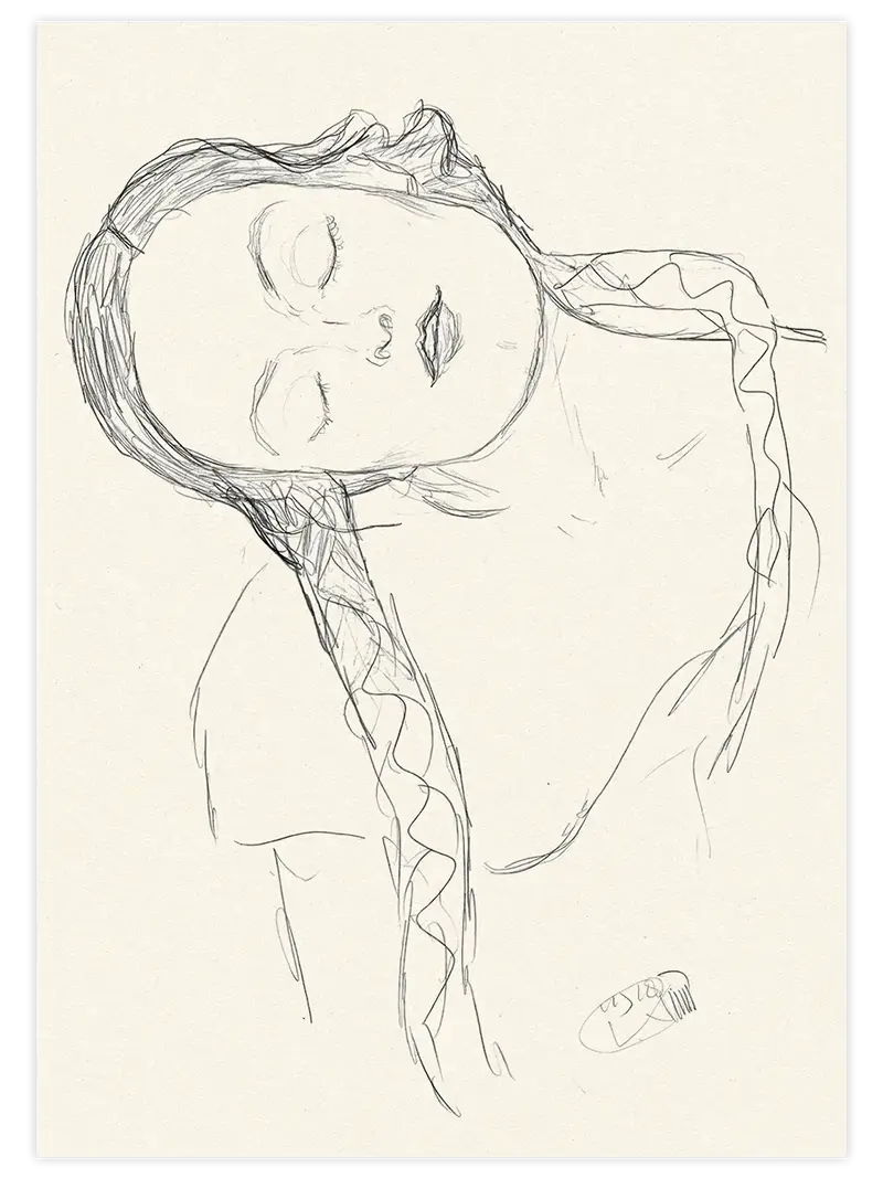 Klimt Yarım Çizilmiş Kadın Figürü - Art Print