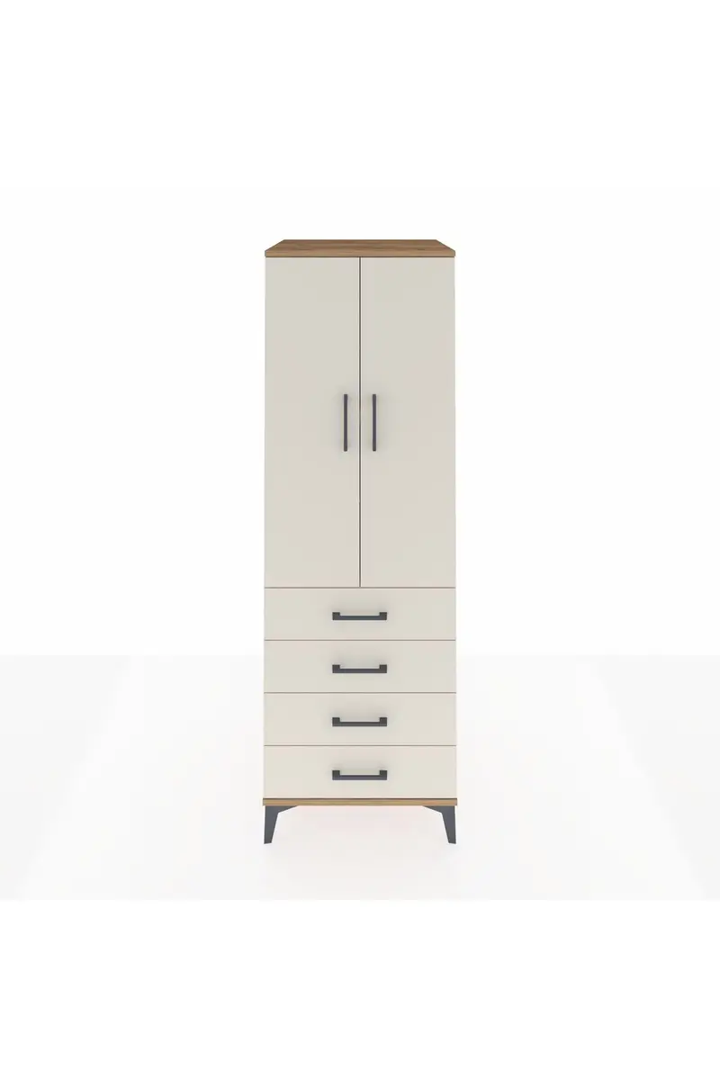 Kronos Dolap 2 Raflı 4 Çekmeceli 2 Kapaklı 60x59x182