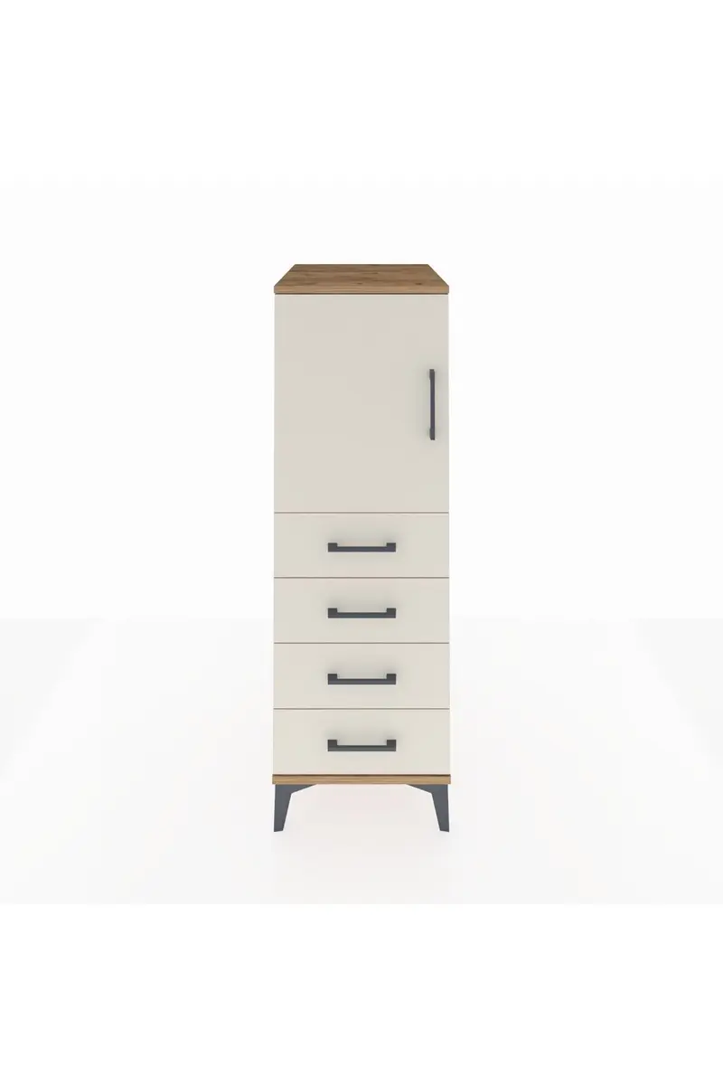 Kronos Dolap 2 Raflı 4 Çekmeceli Tek Kapaklı 44x59x134