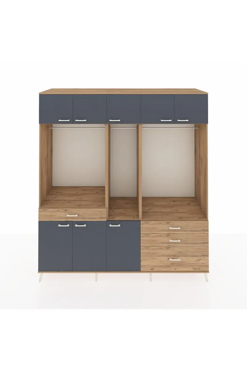 Kronos Dolap 8 Raflı 4 Çekmeceli 3 Askılı 220x59x243