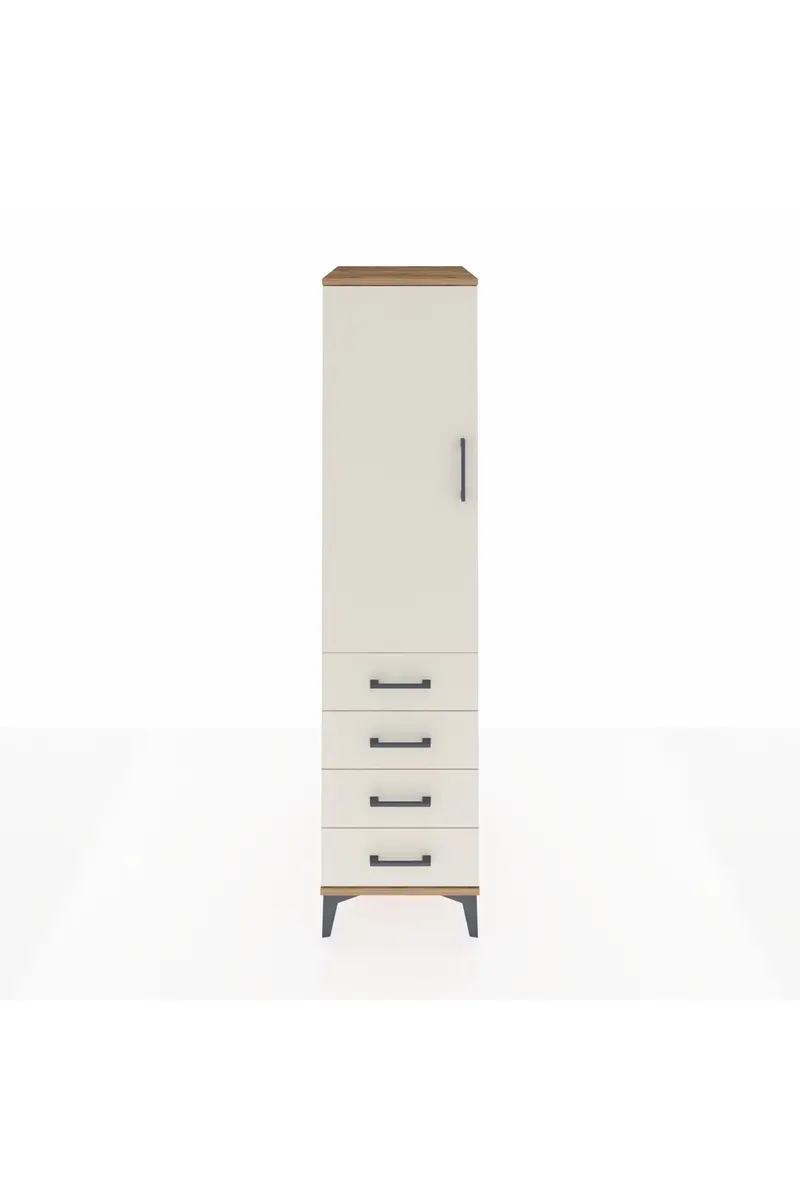 Kronos Dolap Tek Raflı 4 Çekmeceli Tek Askılı 44x59x182