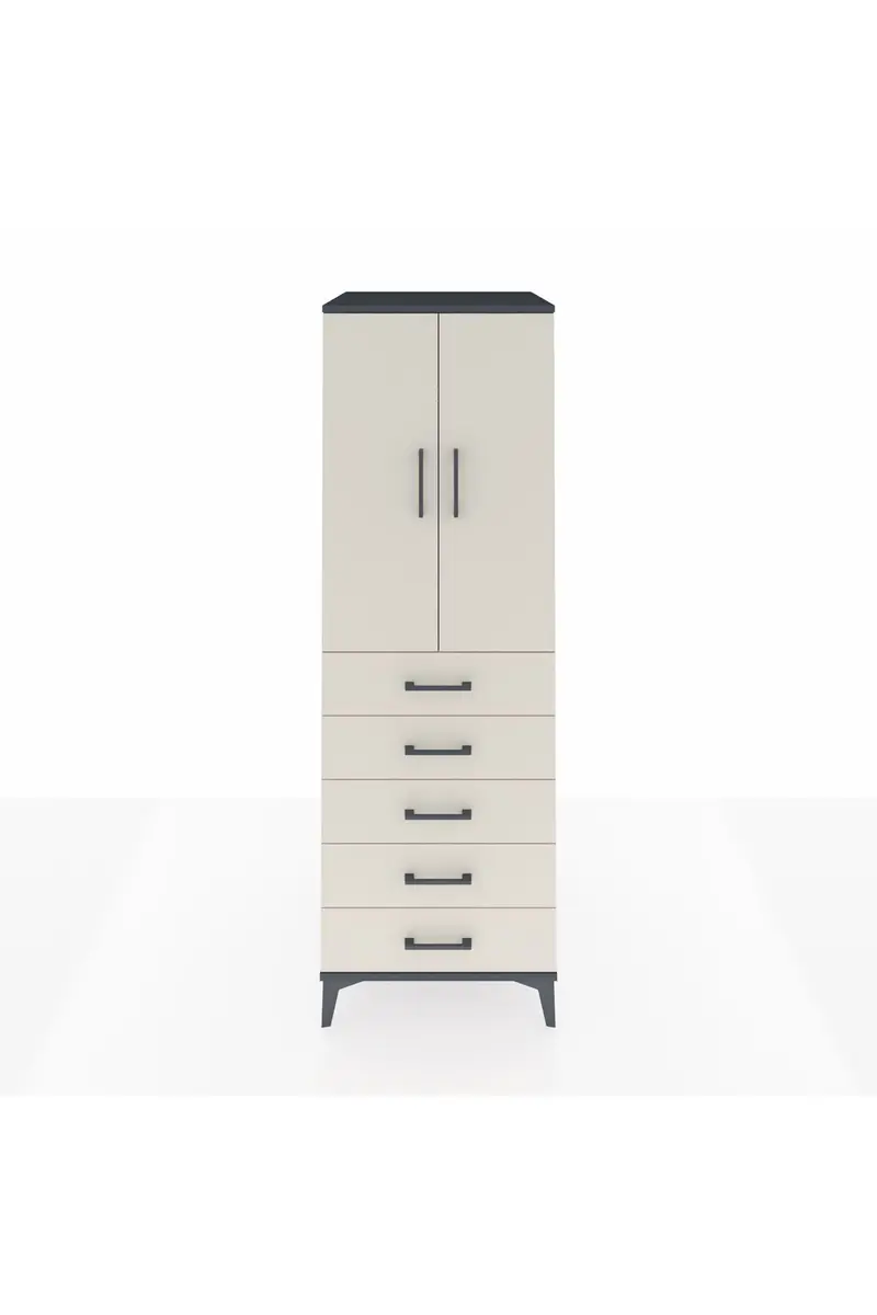 Kronos Dolap Tek Raflı 5 Çekmeceli Tek Askılı 60x59x182