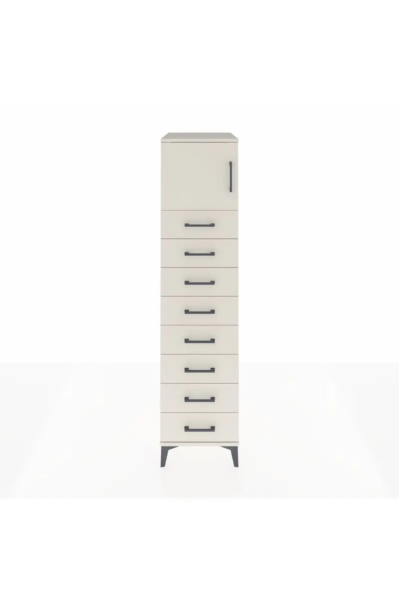 Kronos Dolap Tek Raflı 8 Çekmeceli Tek Kapaklı 44x59x182