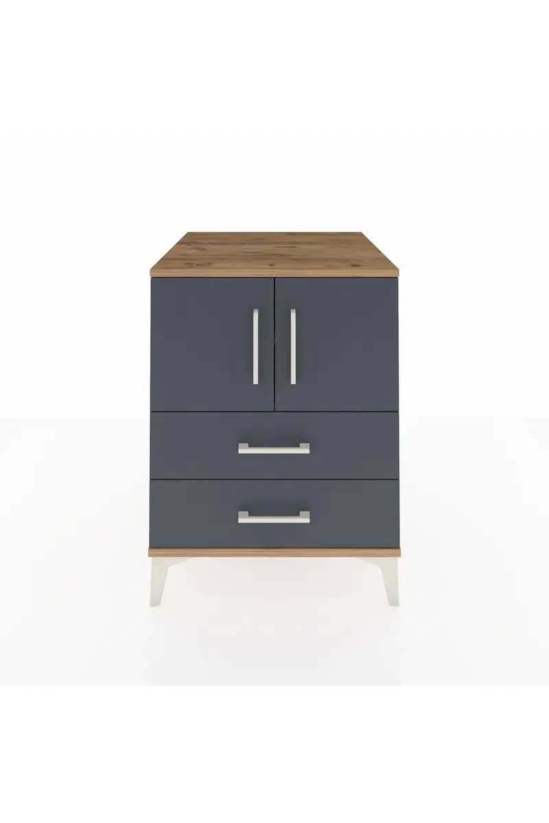 Kronos Komodin 2 Raflı 2 Çekmeceli 2 Kapaklı 60x59x80