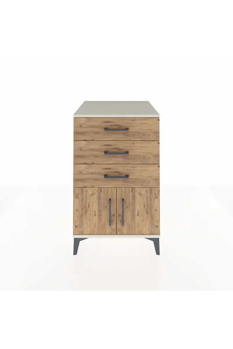 Kronos Komodin 3 Çekmeceli 2 Kapaklı 60x59x96