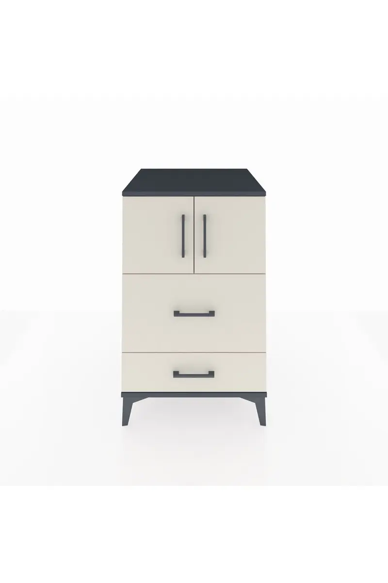 Kronos Komodin Tek Raflı 2 Çekmeceli 2 Kapaklı 60x59x96