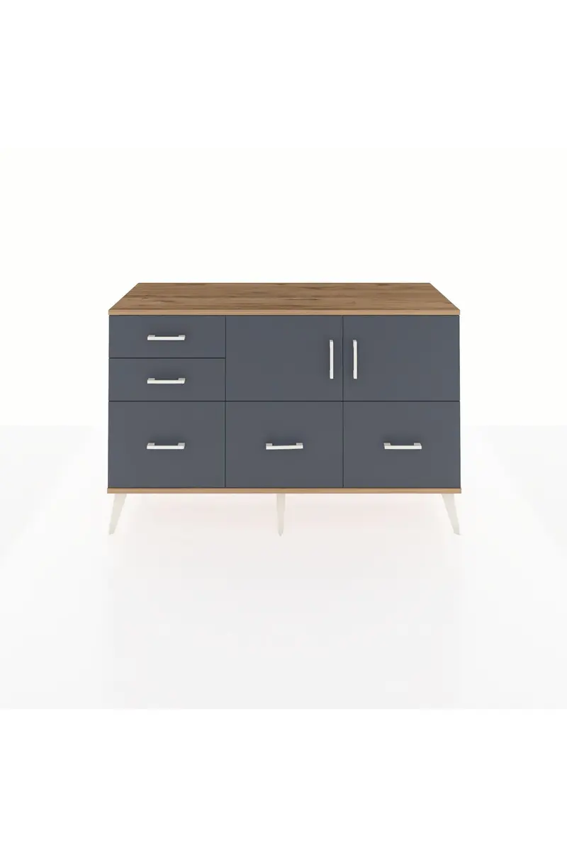 Kronos Konsol 2 Raflı 5 Çekmeceli 2 Kapaklı 132x59x83