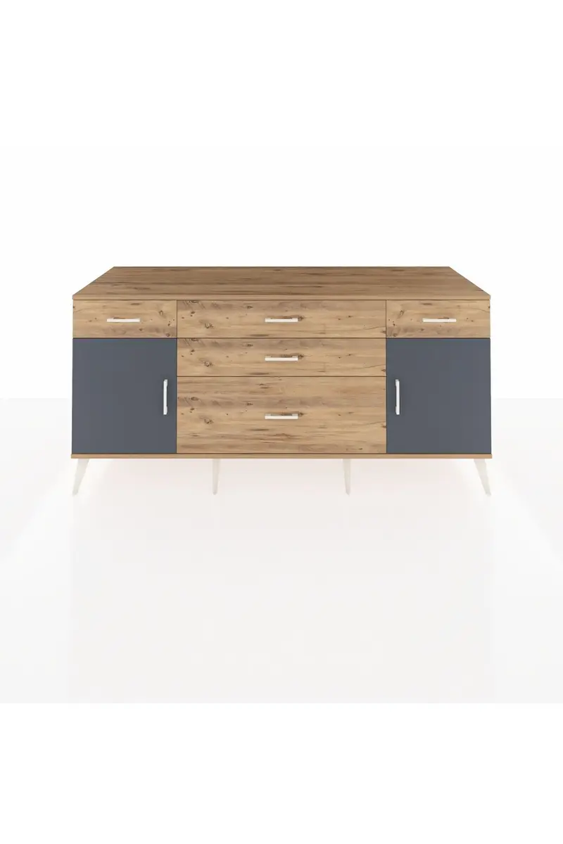 Kronos Konsol 2 Raflı 5 Çekmeceli 2 Kapaklı 176x59x83