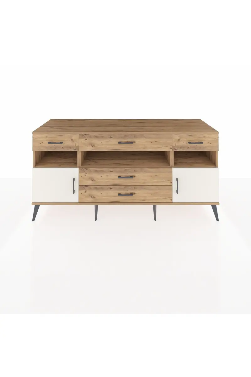 Kronos Konsol 3 Raflı 5 Çekmeceli 2 Kapaklı 176x59x83
