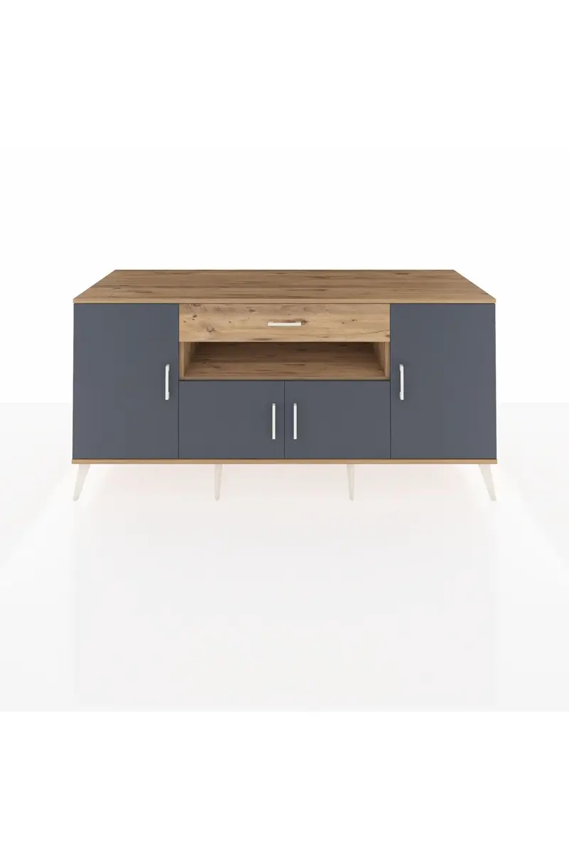 Kronos Konsol 3 Raflı Tek Çekmeceli 4 Kapaklı 176x59x83