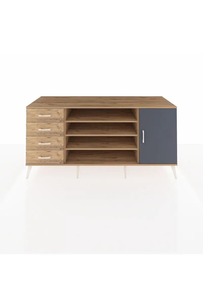 Kronos Konsol 6 Raflı 4 Çekmeceli Tek Kapaklı 176x59x83