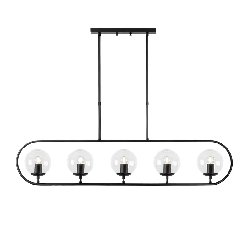 Küre Cam 5'li Oval Avize - Siyah