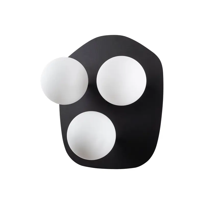 Küresel Camlı 3'lü Aplik - Siyah