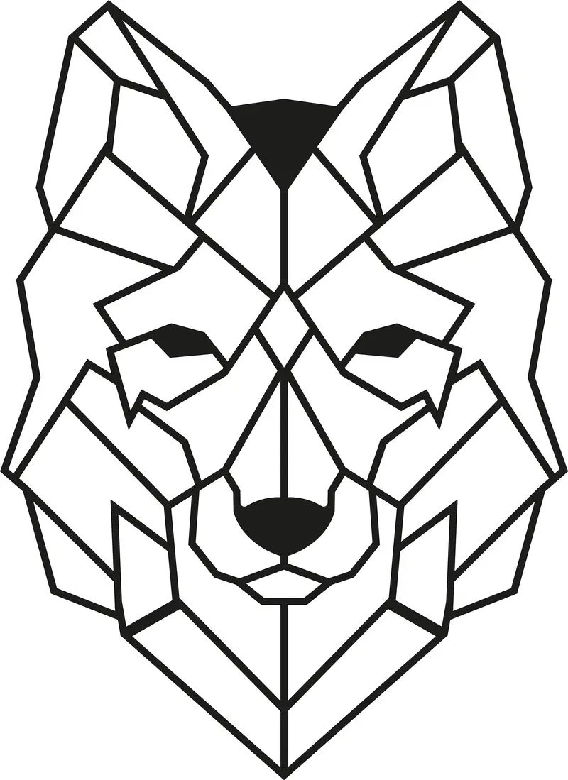Kurt Geometrik Metal Duvar Panosu - Siyah