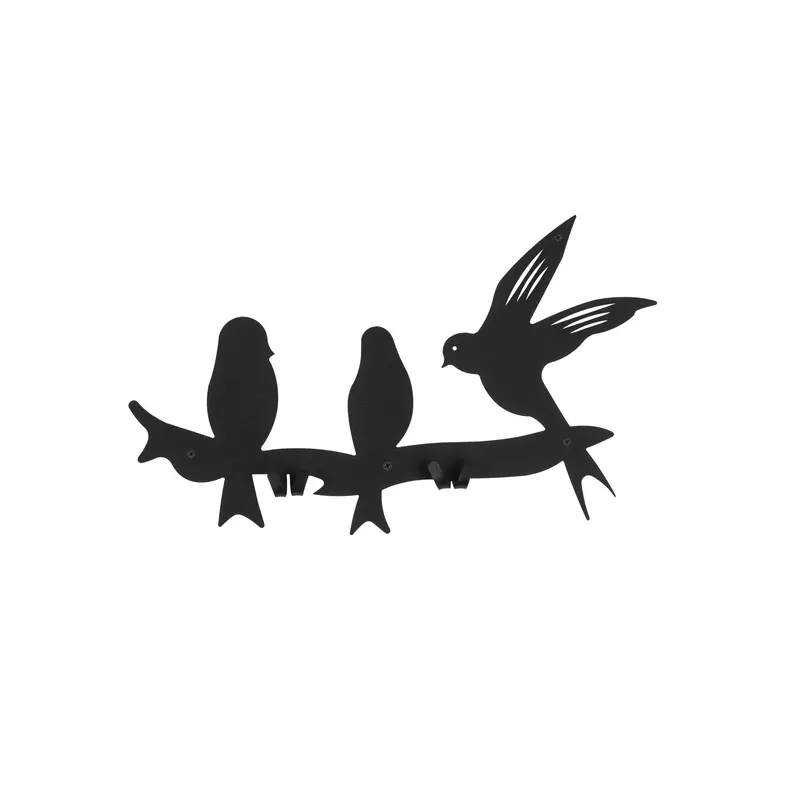 Kuş Sürü Metal Duvar Askılığı - Siyah