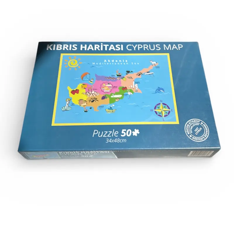 Kıbrıs Haritası 50 Parça 34x48 Cm Puzzle Yap Boz