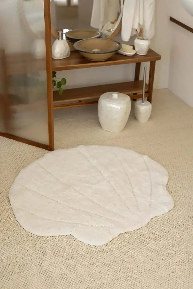 La Perla Tekli Banyo Paspası Bambu 80x90 Ekru
