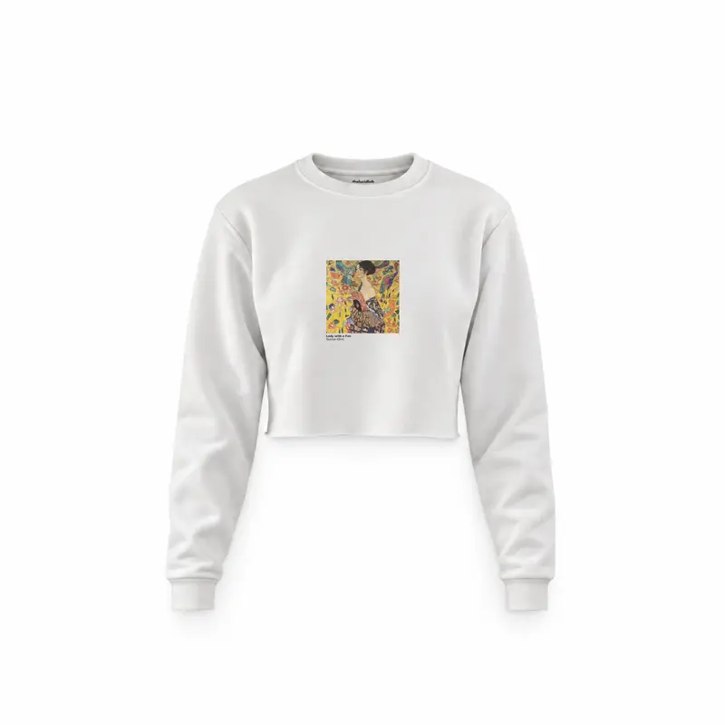 Lady with a Fan Crop Sweatshirt