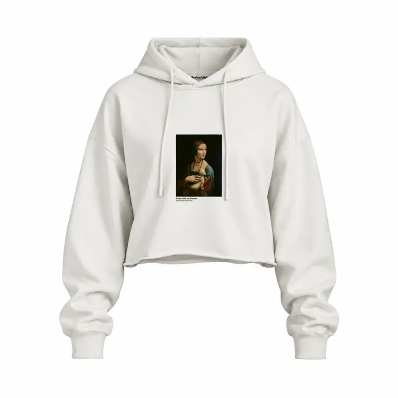 Lady with an Ermine Oversize Crop Hoodie
