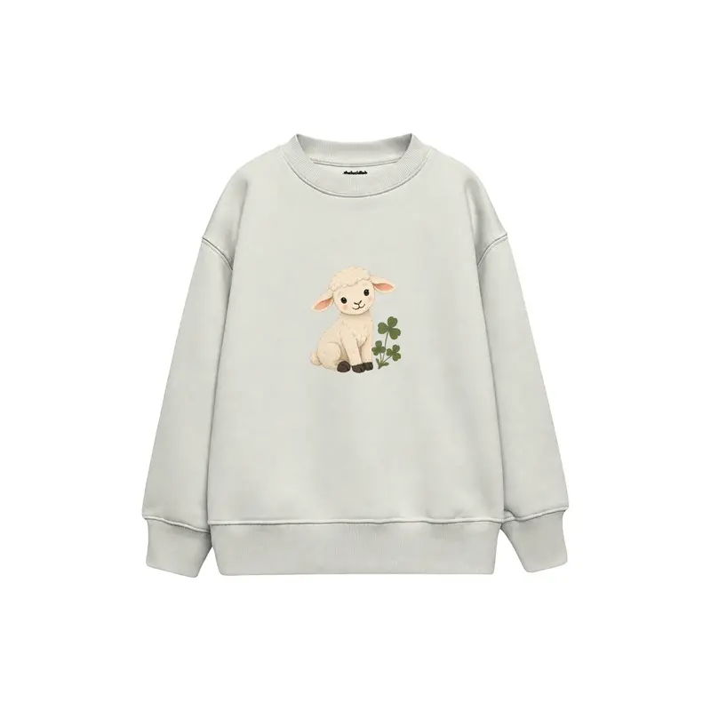 Lamb Sitting beside Clover Çocuk Sweatshirt