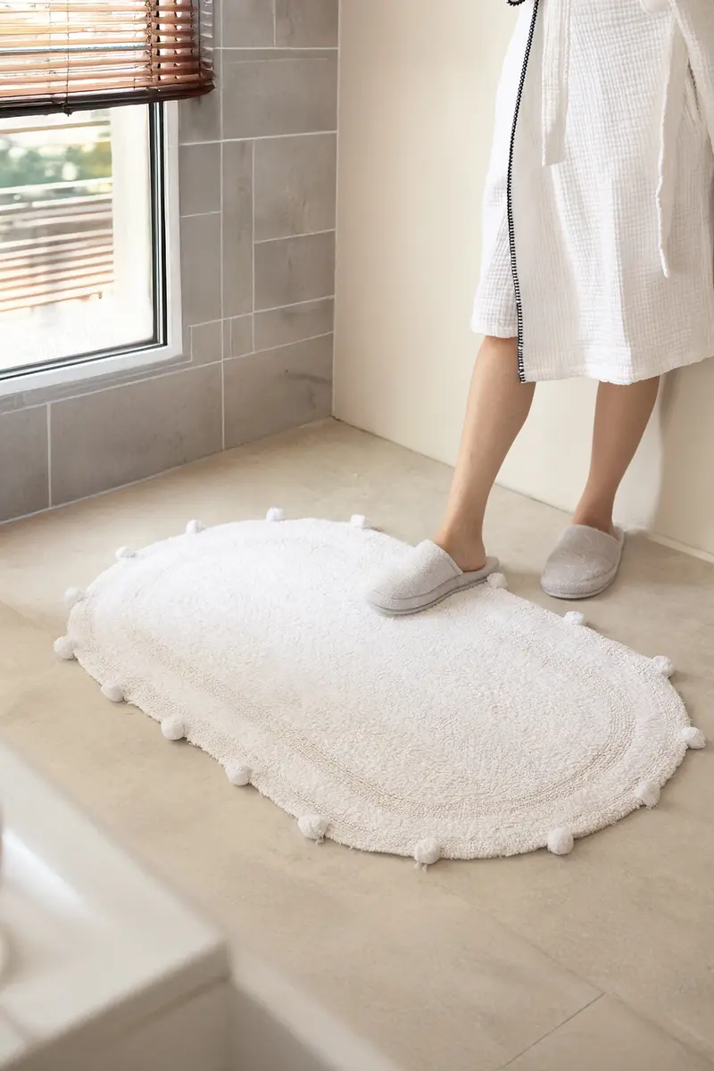 Lampetie | Eris Tekli Banyo Paspası 70x120 Beyaz