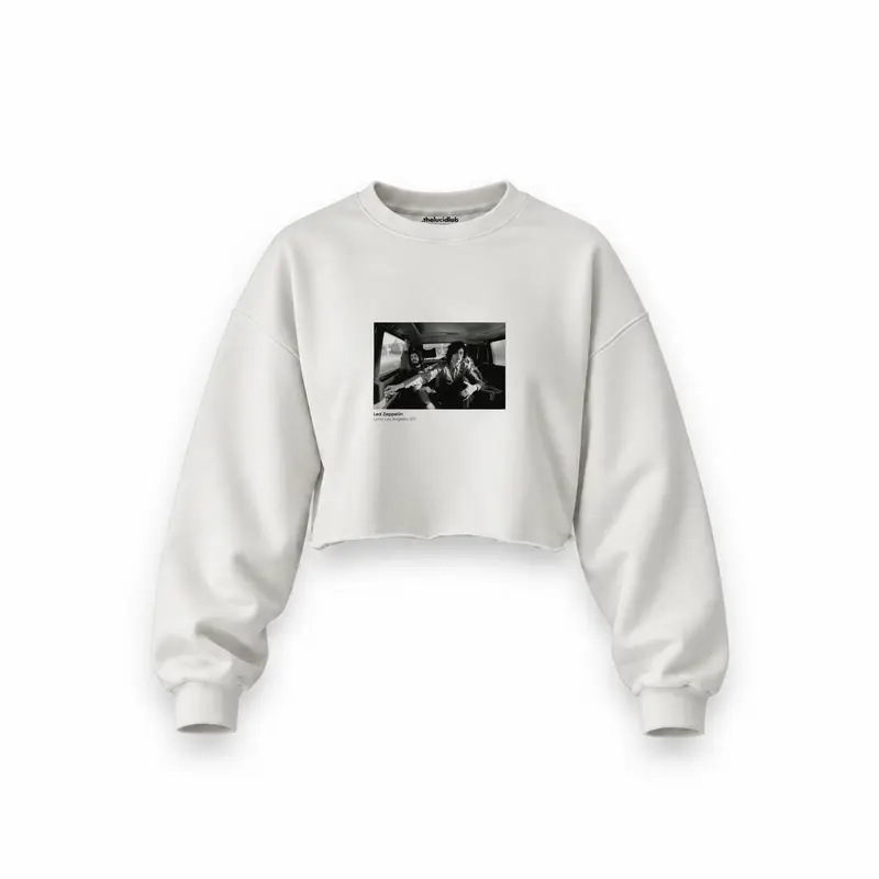 Led Zeppelin Limo Los Angeles 1971 Oversize Crop Sweatshirt