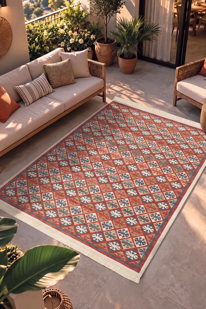 Lema 26844A Renkli Çift Taraflı İnce Yazlık Dokuma Kilim