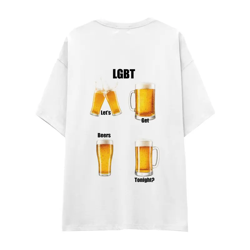 Lets Get Beers Tonight Oversize Tişört