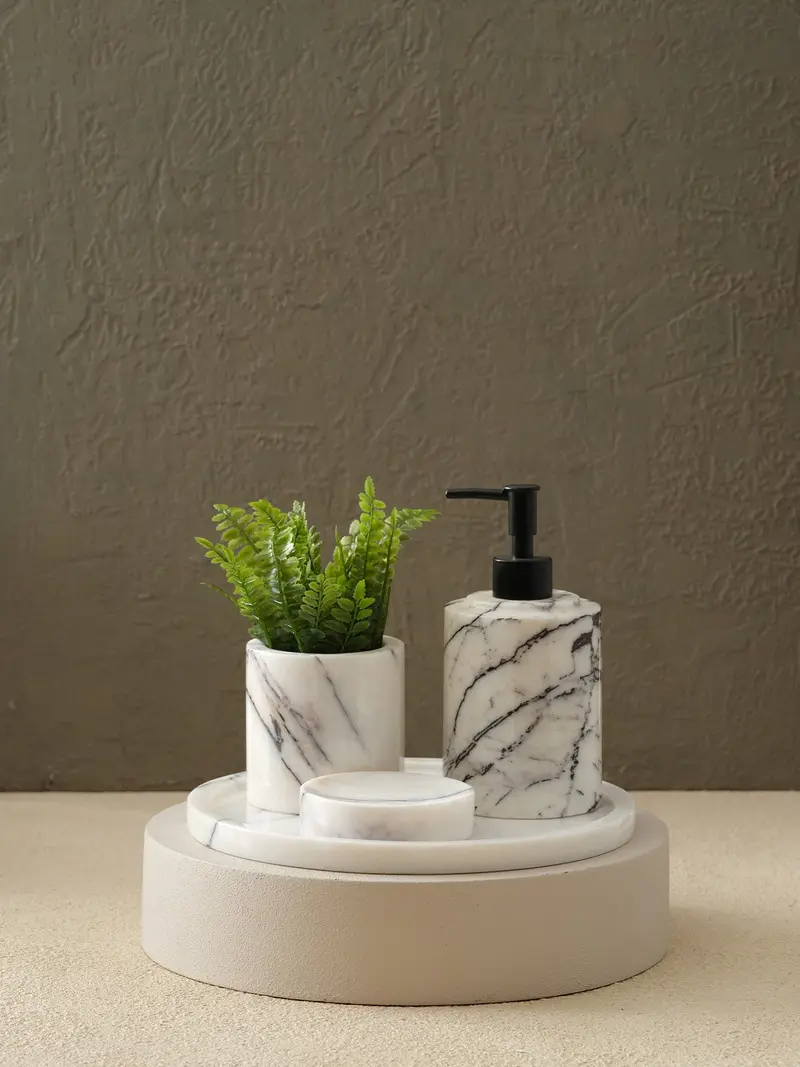 Leylak Banyo Seti (Tepsi- Diş Fırçalık- Kutu- Sıvı Sabunluk)