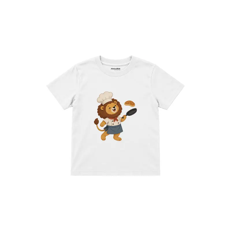 Lion Chef Tossing a Pancake Çocuk Tişört