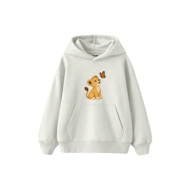 Lion Cub and Butterfly Çocuk Hoodie