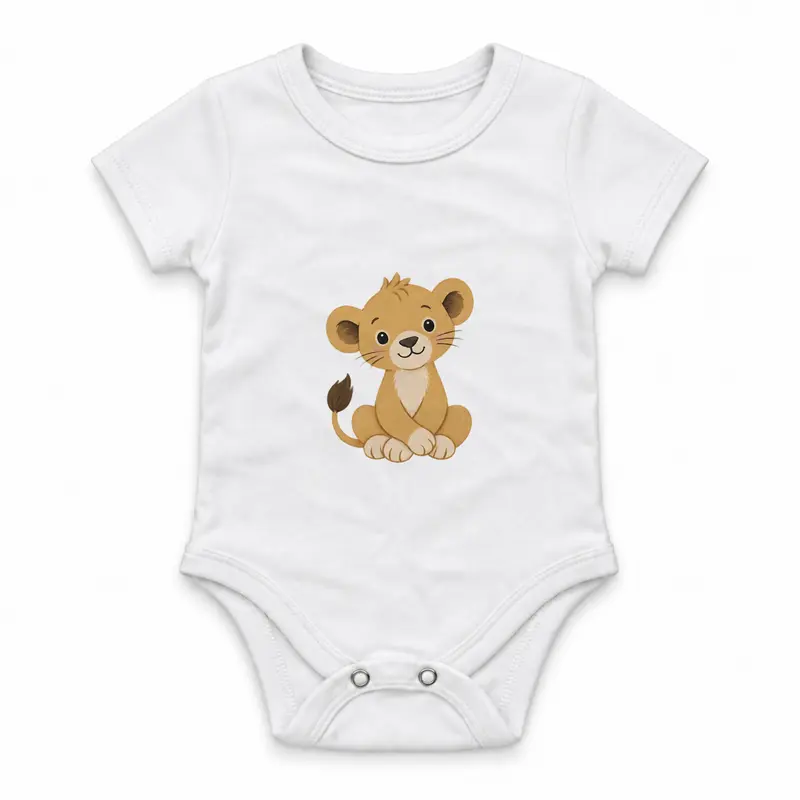 Lion Cub Sitting with Crossed Paws Çıtçıtlı Body