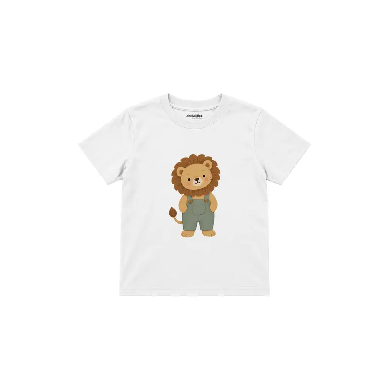 Lion in Sage Dungarees Çocuk Tişört