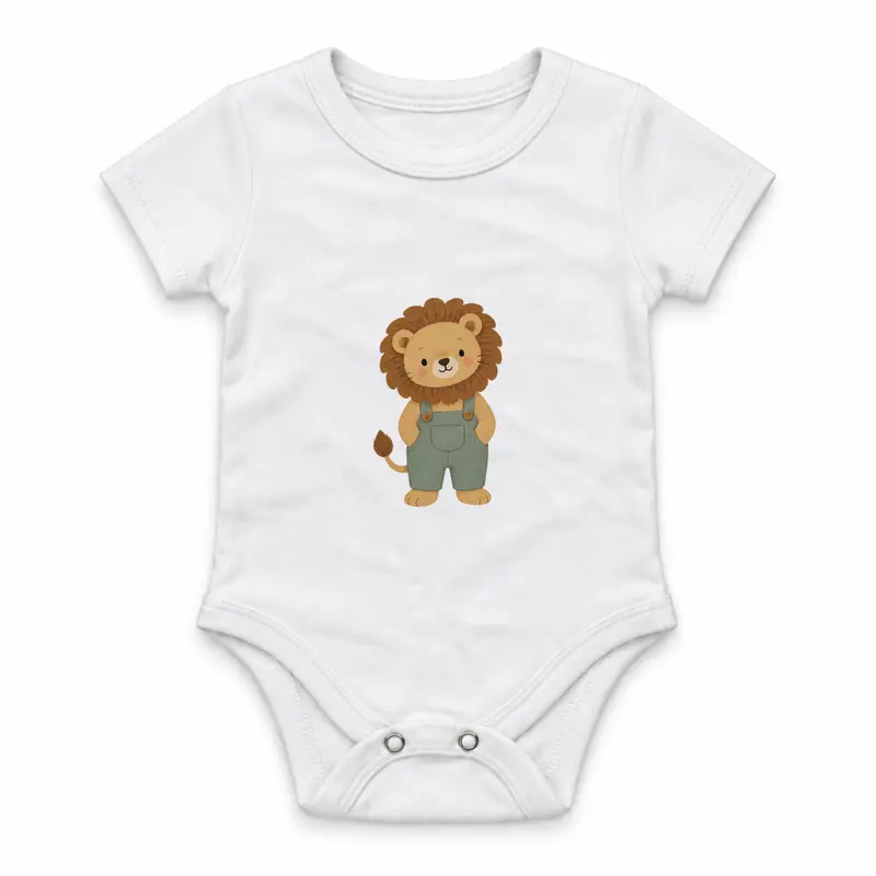 Lion in Sage Dungarees Çıtçıtlı Body