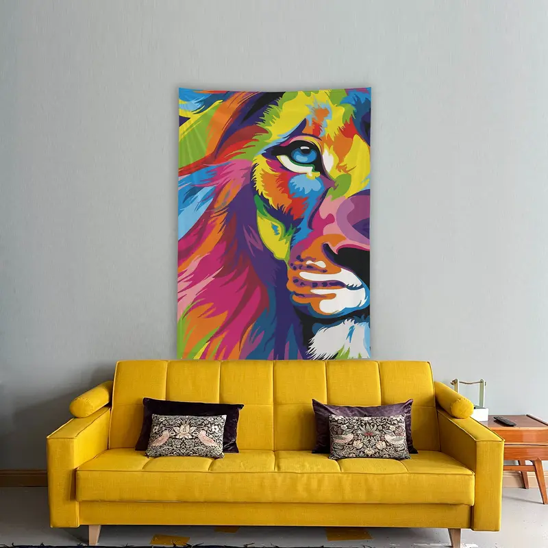 Lion - Renkli Aslan Duvar Örtüsü