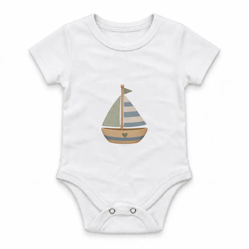 Little Toy Sailboat with Striped Sail Çıtçıtlı Body