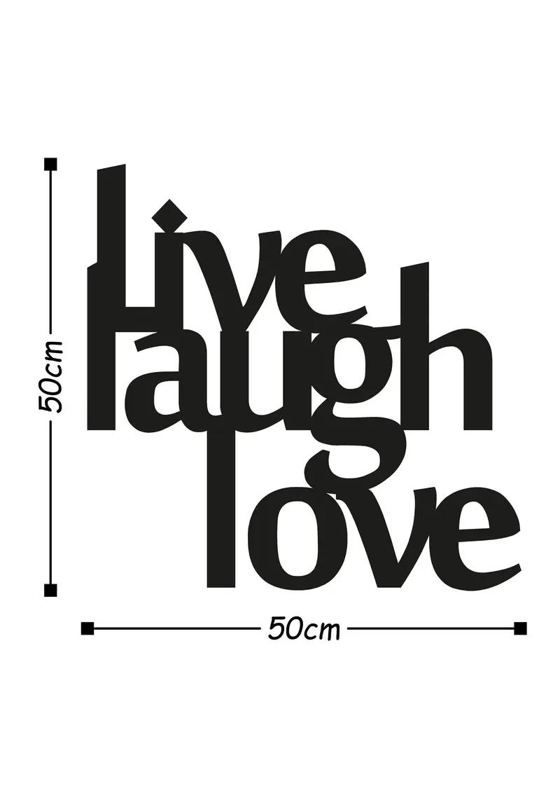Live Laugh Love Metal Duvar Panosu - Siyah