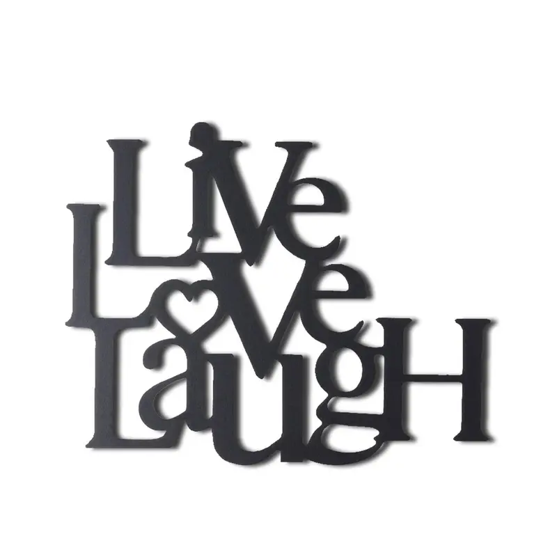 Live Love Laugh Yazılı Metal Duvar Panosu - Siyah