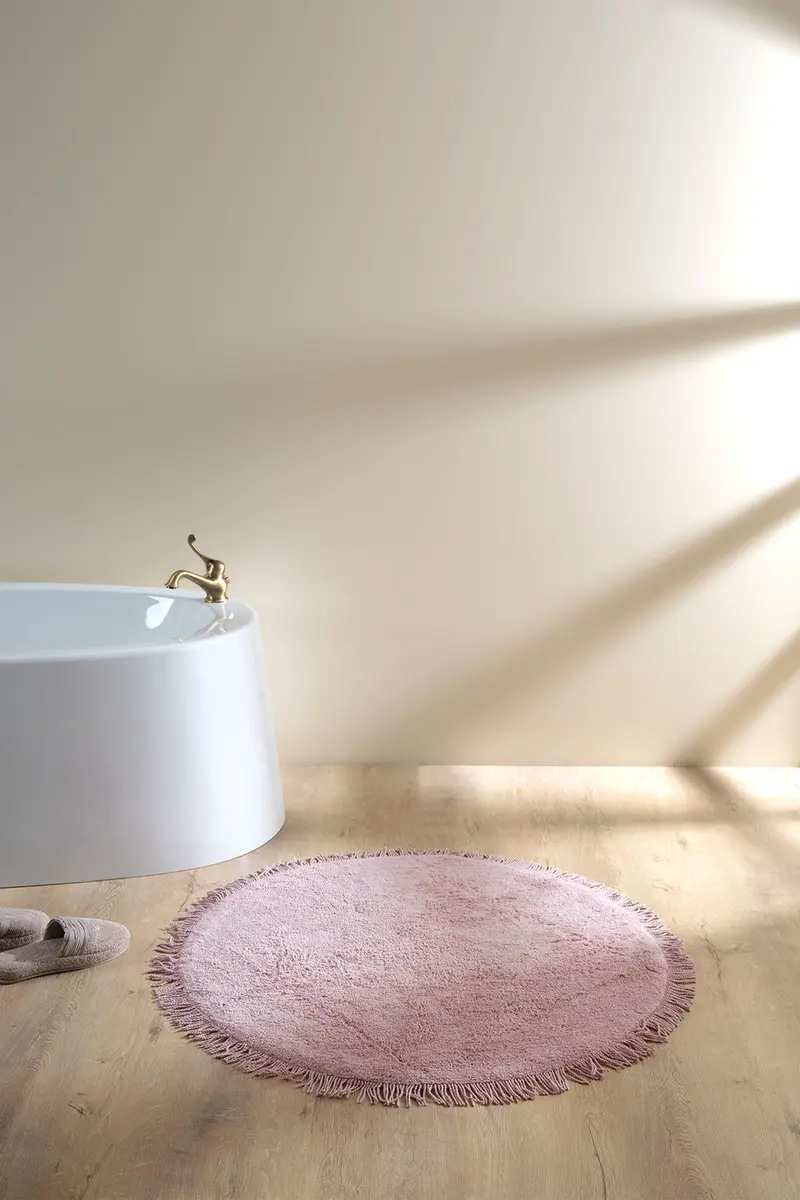 Loris Yuvarlak Banyo Paspası %100 Pamuk Pembe