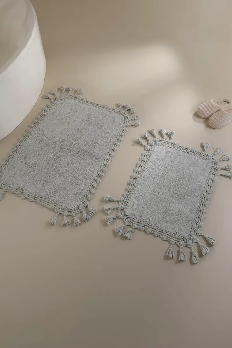 Lorna 2’li Takım Banyo Paspası %100 Pamuk 40x60 + 60x90 Gri