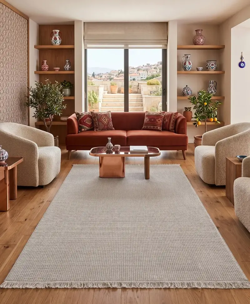 Lupi 407 Bej Sisal Bukle Yumuşak Dokulu Modern Halı