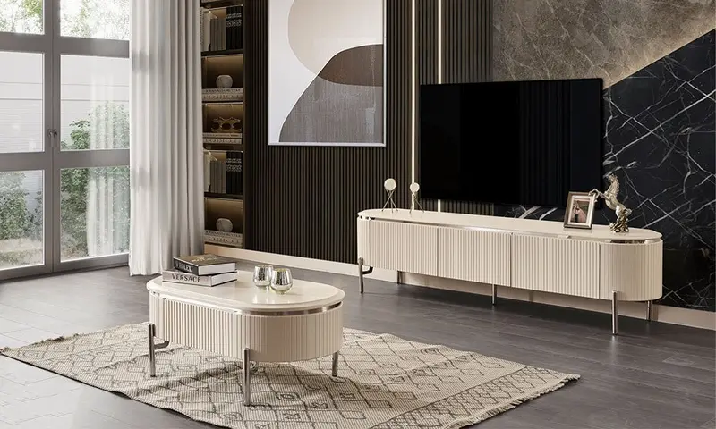 Lyon Krem Modern Tv Ünitesi
