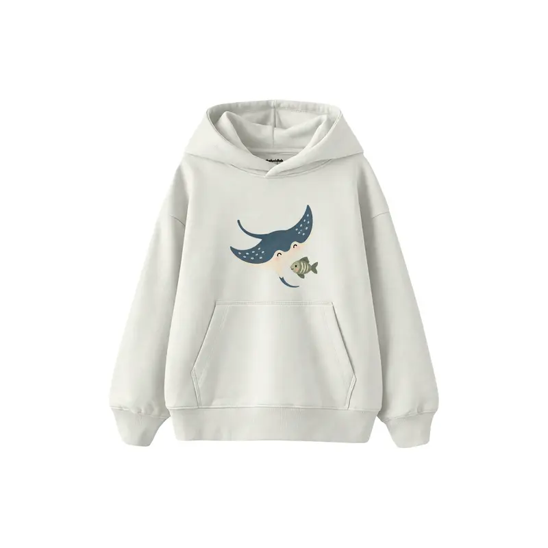 Manta Ray with a Tiny Fish Friend Çocuk Hoodie